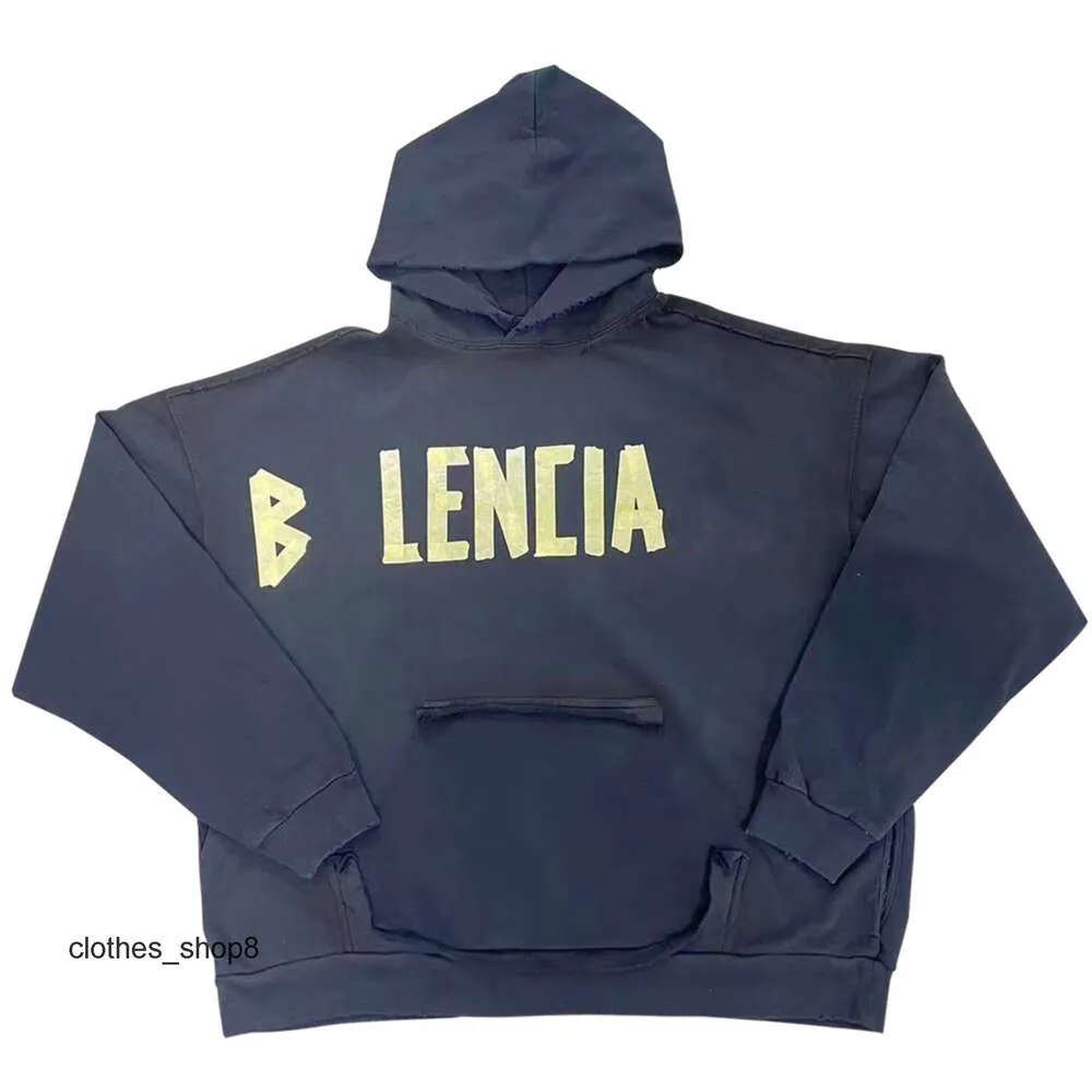 Home balencigs Felpa con cappuccio Maglioni da uomo Felpe con cappuccio stilista 24ss Nastro giallo di alta qualità stampato sciolto 9KJ2