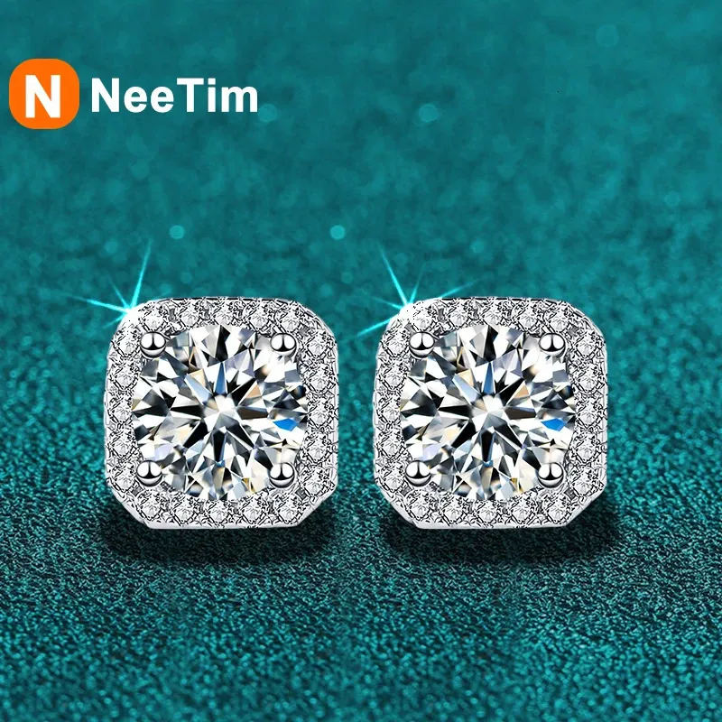 Neetim Real 051 Karat D Renkli Çalışma Küpeleri Kadınlar için 100% 925 STERLING Gümüş Köpüklü Küpe Düğün Takı 240228