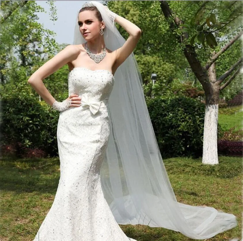 Voile de mariée en Tulle blanc ivoire, une couche de 3M, avec peigne, longueur cathédrale, nouveau Style, 7897739