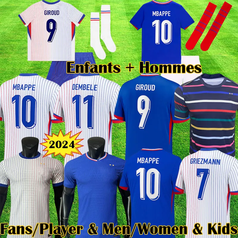 3XL 4XL MAILLOTS DE Football 2024 축구 유니폼 프랑스 MBAPPE FRA NCES 유로 축구 셔츠 Griezmann CamaMavinga Maillot Kit 셔츠 Hommes Enfants 남성 어린이 유니폼