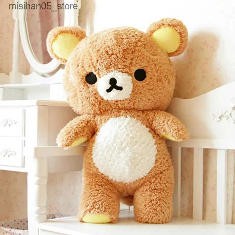 Plyschdockor rilakkuma plysch doll nallebjörn fylld djur plysch kawaii rum dekoration matta leksak hobby tecknad kudde barn gåva Q240322