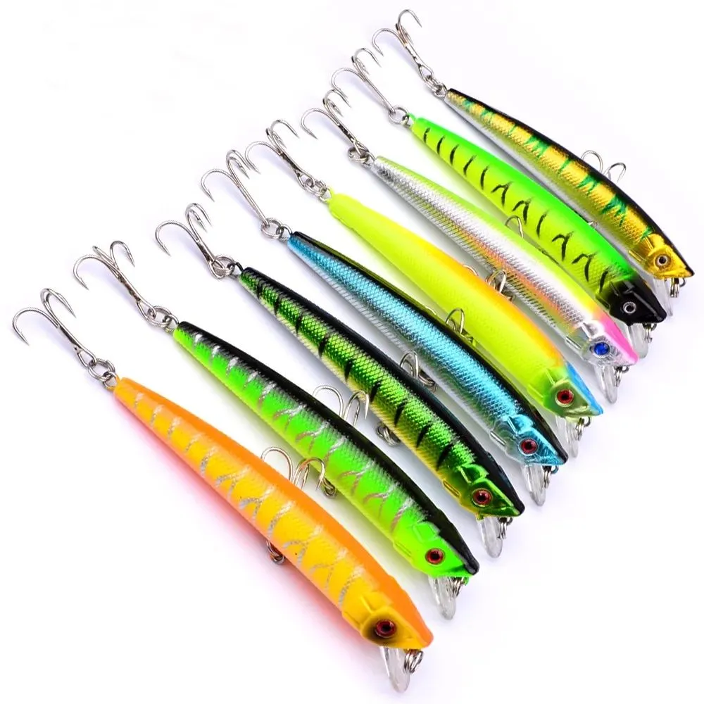 8 kleuren Plastic 3 Haken Minnow Vissen Lokken 9.5cm 8g Grote Diepzeebaars Crankbait Kunstmatige Wobbler