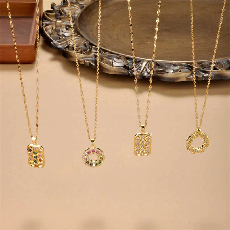 Pendant Necklaces VOJEFEN 18K Pendant Necklace Jewelry AU750 Real Gold for Female Luxury Jewelry Shiny Neck Chains Fashion Original Jewel HolidayL2402