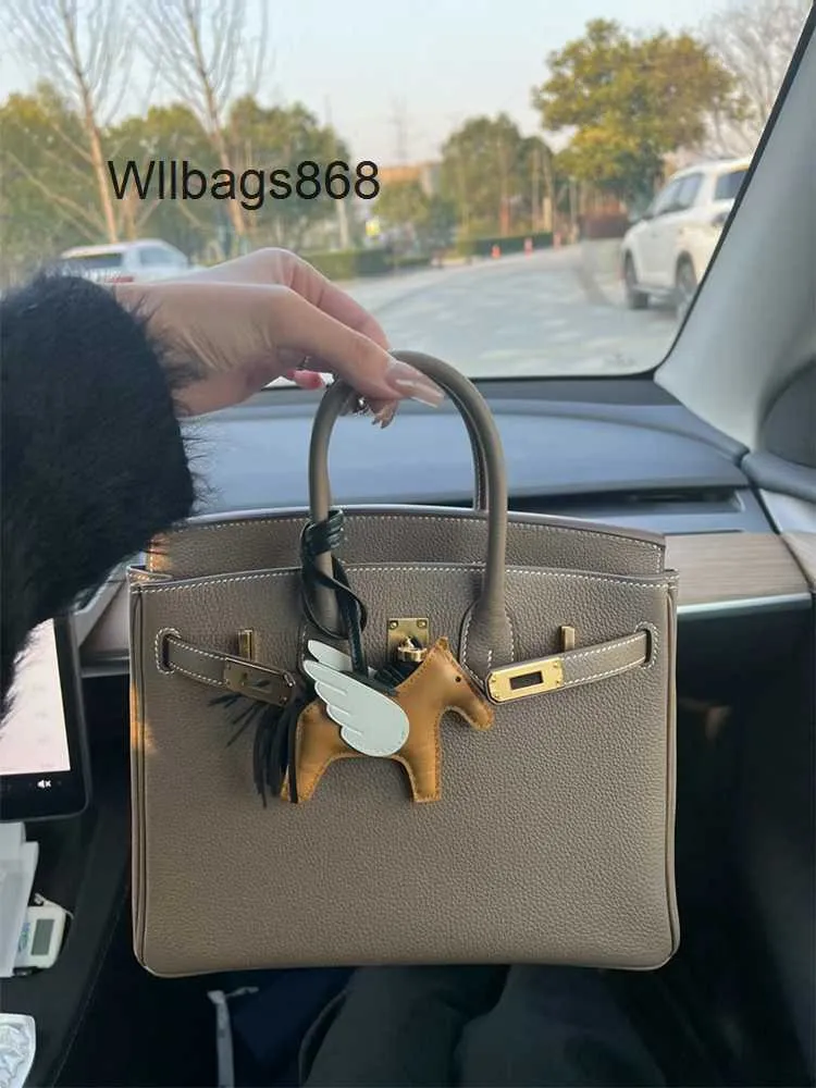 Genuine Leather Handbag Bk L 2023 Autumn/winter New Bag Togo Leather Litchi Pattern Genuine Leather Womens Bag Lock Buckle Versatile Top Layer Cowhide Handbag