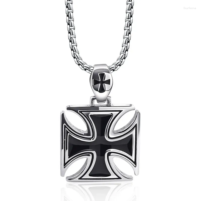 Collane con ciondolo Collana classica con medaglia croce templare dei cavalieri, regalo di gioielli punk retrò alla moda da uomo