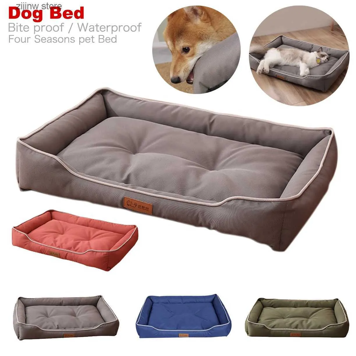 kennels pens Large Dog Bed Bite Resistant Waterproof Wear-resistant Pet Cat Mat for Boat Soft High Rebound Sofa Dog Cushion Cat Accessories Y240322