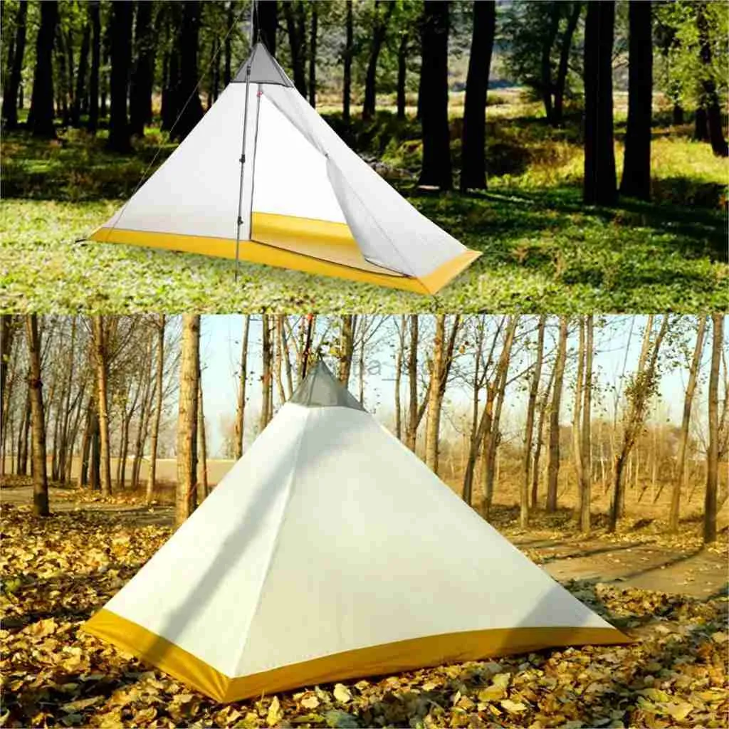 Tentes et abris 620g ultraléger 2 personnes 40D nylon revêtement en silicone tente intérieure extérieure 4 saisons tente de camping sans tige chapiteau pyramide grande tente 240322