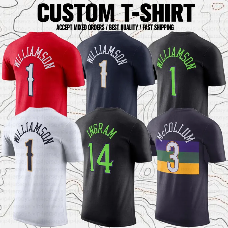 Zion Williamson Brandon Ingram C.J. McCollum Basketball Sports Clubファンブランド半袖Tシャツパフォーマンス練習ティー