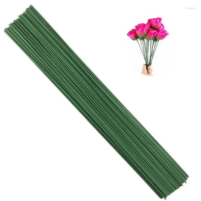 装飾的な花20pcs人工花rod緑の茎diy花材の手作りの手作りワイヤーアクセサリーウェディングホームデコレーション