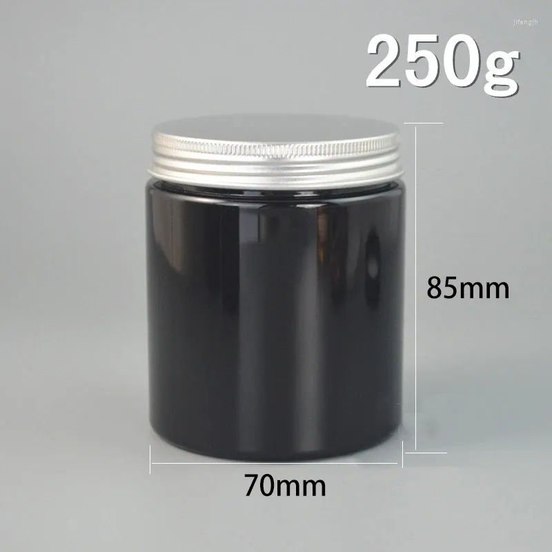 Storage Bottles Empty 250g Black Plastic Jar Cosmetic Cream Container Body Lotion Bottle With Lid Tea Candy Sugar Cookie