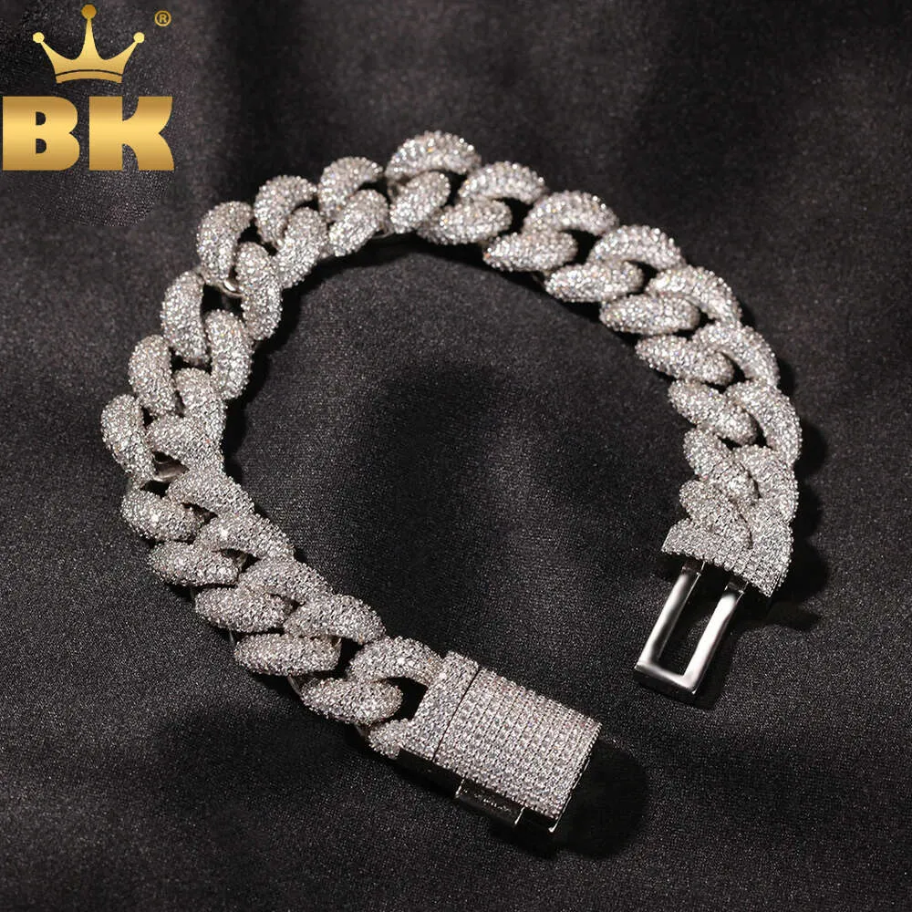 TBTK – Bracelet en chaîne à maillons cubains de 14mm, collier pavé en zircone cubique AAA, bijoux hip hop pour femmes