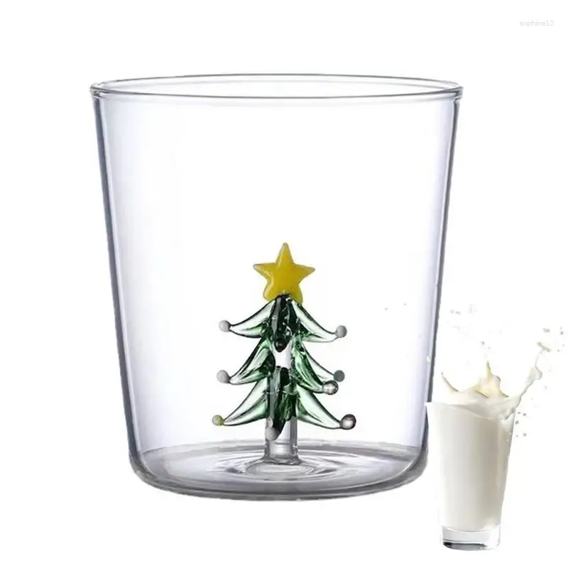 Copos de vinho Creative Christmas Tree Glass Glass Mocha Coffee caneca uísque para presente de drinques acessórios para amantes de urso