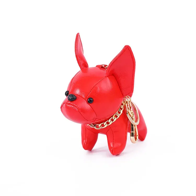 Party Favor leather cartoon puppy french bulldog keychain creative cute bulldog pendants key chain pendant spot wholesale
