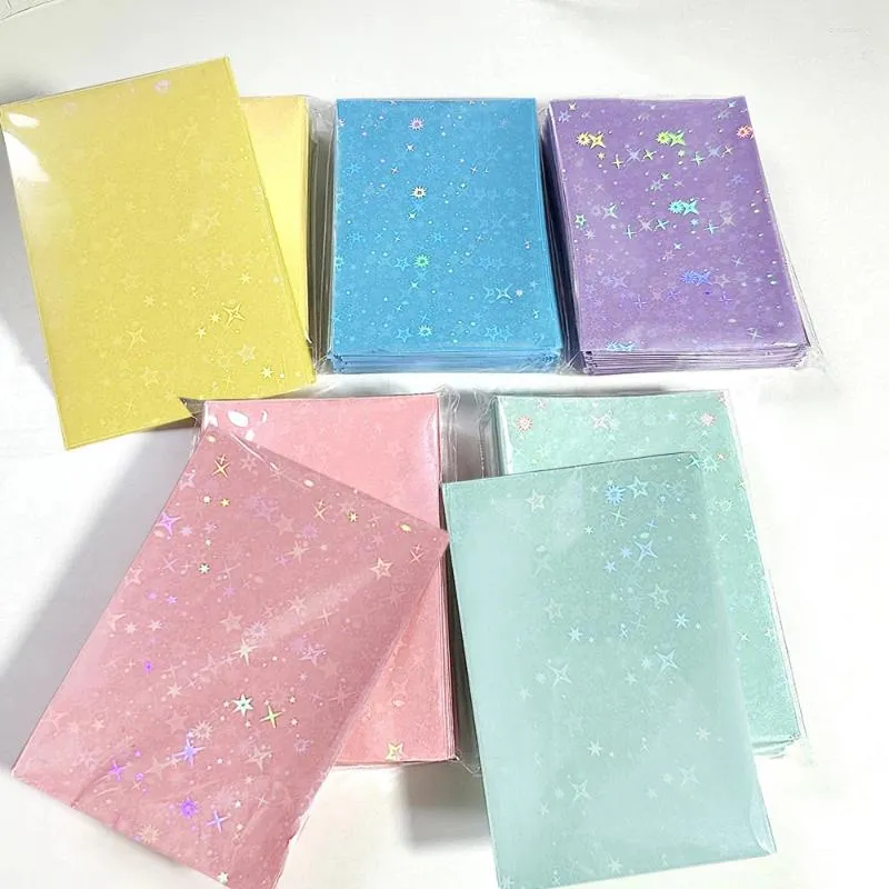 Storage Bags 10/50Pcs Glittery Star Love Heart Colored Card Film Kpop Pocard Sleeves Fashion Idol Po Cards Protector Bag