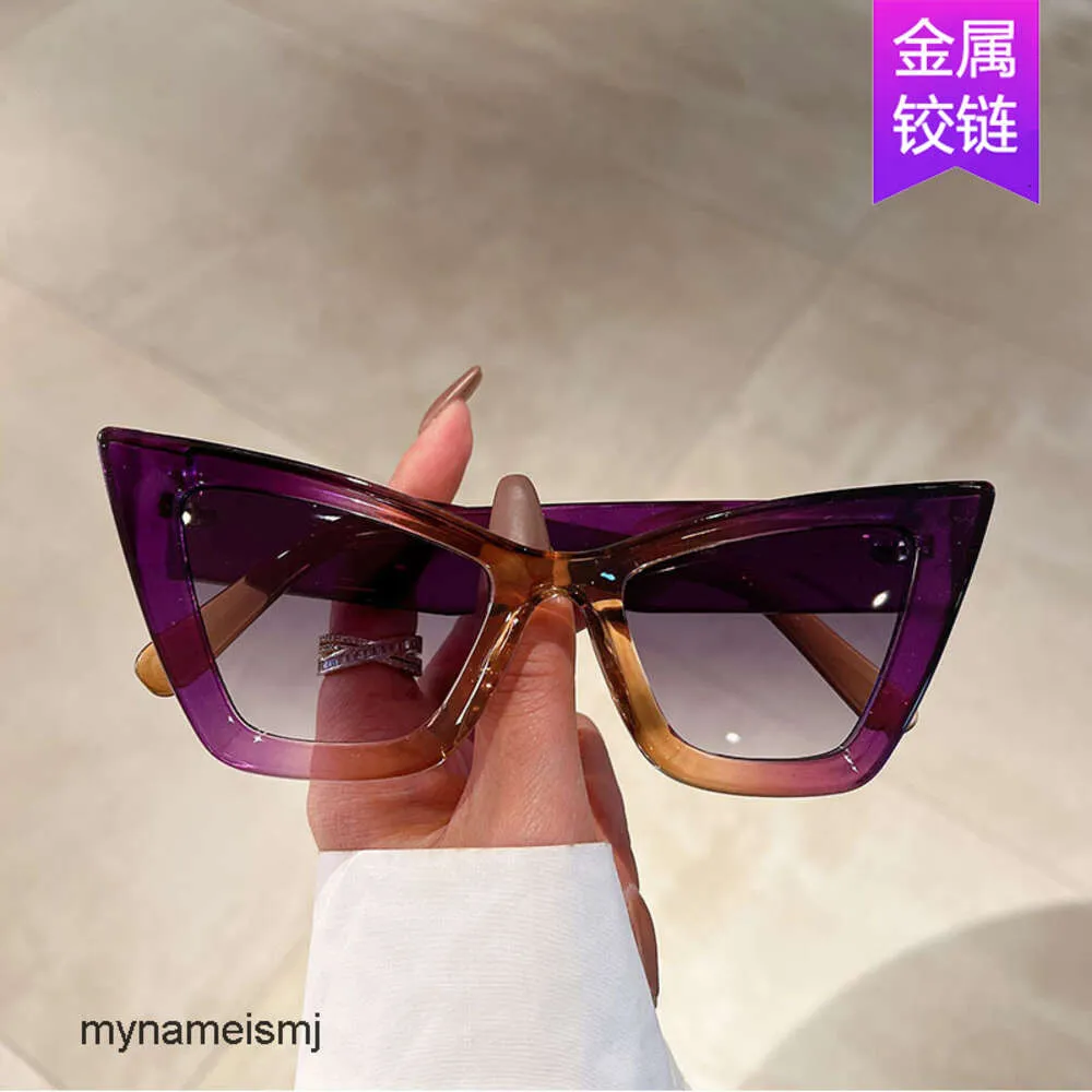 2 pcs Fashion luxury designer Large frame cat eye sunglasses minimalist 2023 new fashionable sunglasses for womens Instagram runway sunglasses