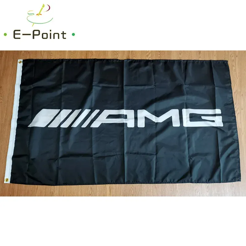 Acessórios bandeira de corrida amg preto 3 pés * 5 pés (90*150cm) tamanho decorações de natal para casa bandeira banner decoração ao ar livre indoor hyk002