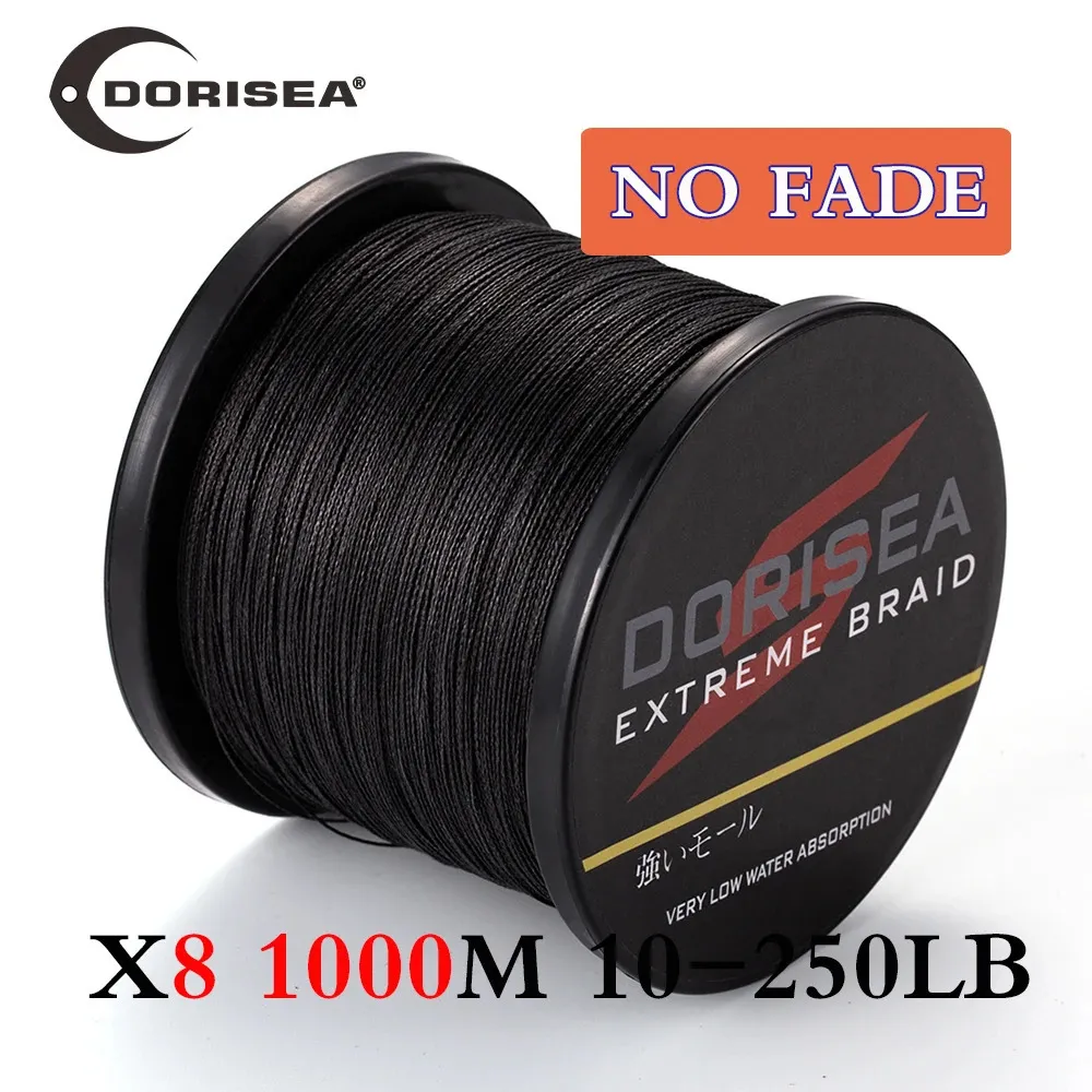 Dorisea No Fade 8 Strands 1000m 10250lb PE Extreme Multifilame flätad fisklinje Fisktråd Pesca 240313