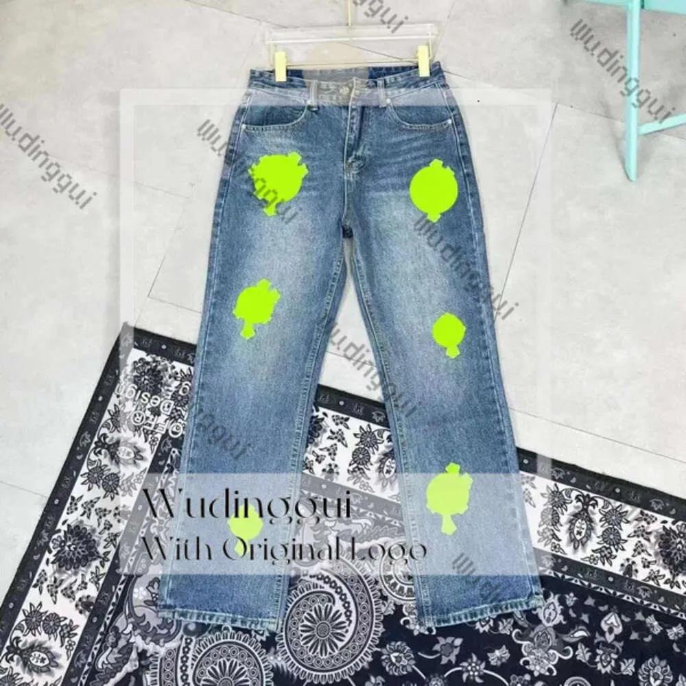 Designer maschile cromate cromate jeans viola alla moda pantaloni incrociati streetwear casual 975
