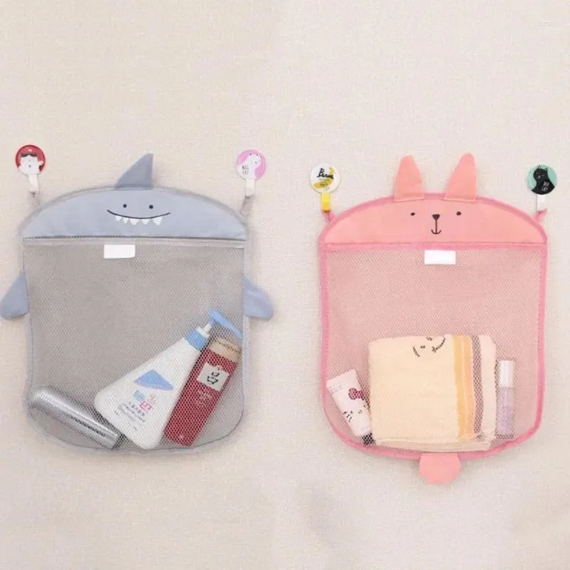 Sacs de rangement bébé dessin animé forme animale douche maille sac pour jouets de bain suspendus salle de bain support organisateur enfants eau jouet filet