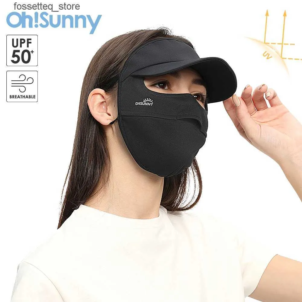 Masques de mode Masques de cou Gaiter OhSunny Masque facial de vélo avec bord Protection solaire d'été pour femmes UPF2000 + Protection UV cagoule fraîche en plein air L240330