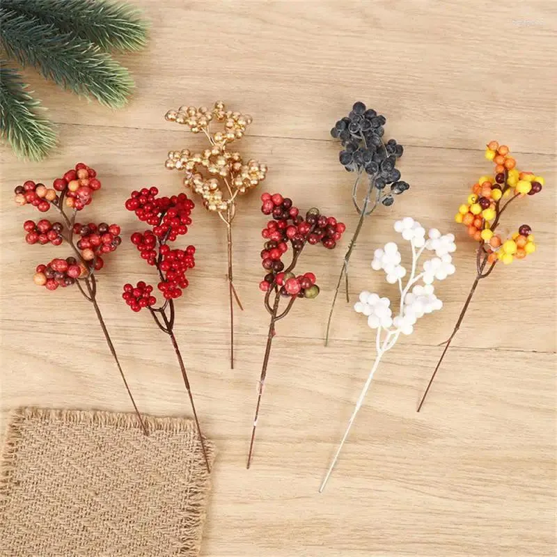 Decoratieve Bloemen 1pc 18cm Kunstmatige Rode Bessen Kerst Stengels Voor Winter Home Decor Waterdichte Bessentakken Decoratie