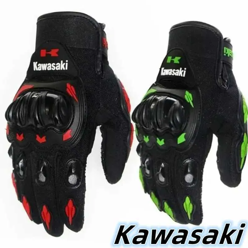 Fahrradhandschuhe Neue Kawasaki Outdoor-Fahrradausrüstung Schützende, verschleißfeste Fahrrad- und Motorradrennen-Alle-Finger-Handschuhe 240322