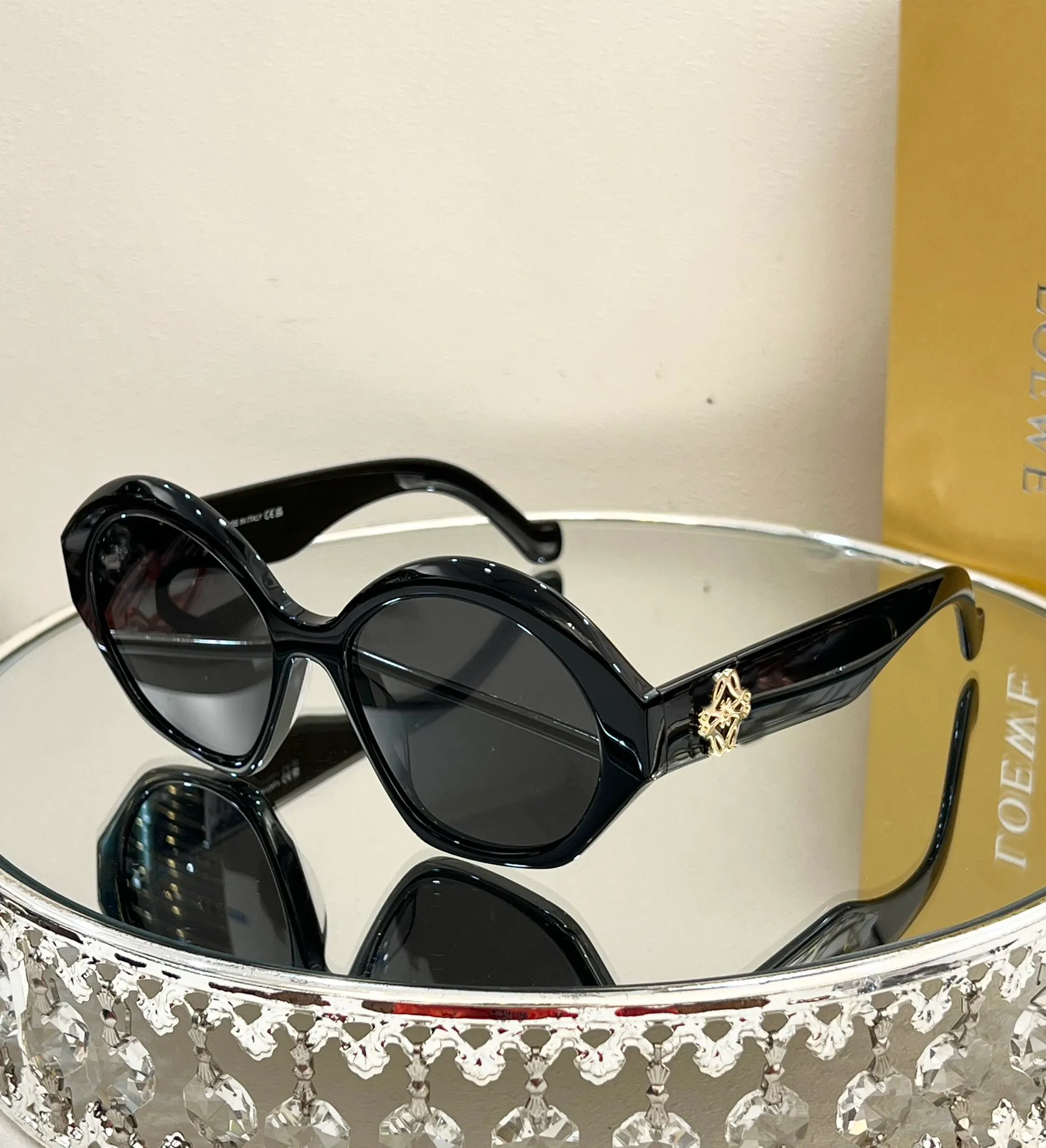 Mode Loewf Solglasögon Kvinnor Polariserade glasögon Mäns Round Plate Frame UV -skydd Solglasögon