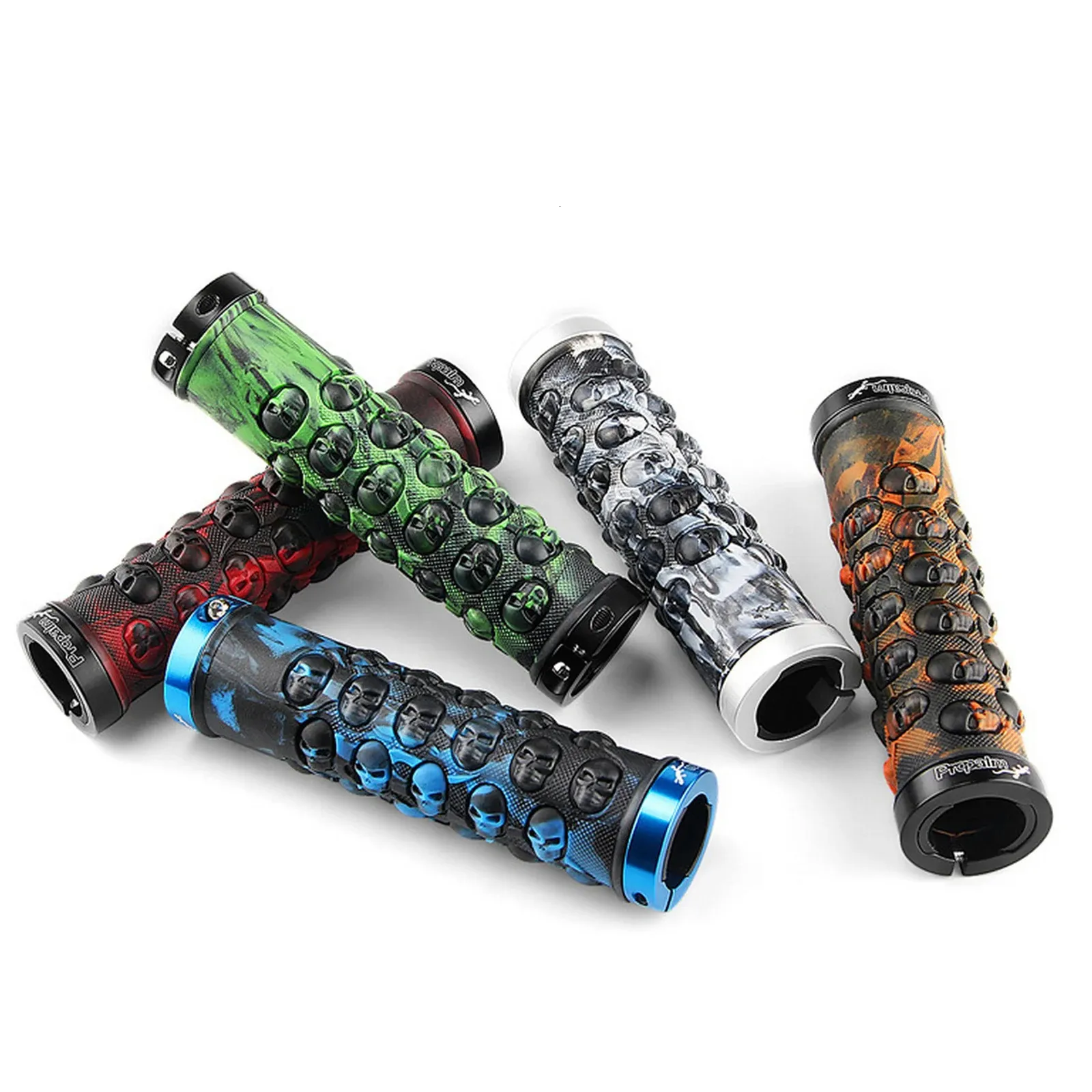 Antiderrapante borracha apertos de bicicleta crânio design ciclismo guiador lockon bicicleta bmx mountain road peças lidar com barra 240318