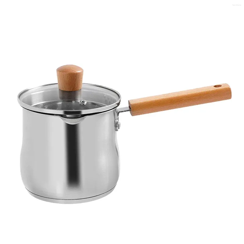 Pans Deep Frying Pot Cooking Tool Stainless Steel Multifunction With Wooden Handle For Party Dining Room Restaurant Camping Home