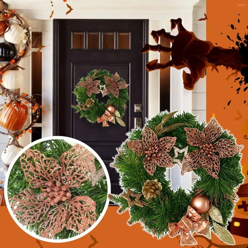 Fiori decorativi Ghirlanda in PVC Decorazione da appendere alla parete della porta d'ingresso del giorno di Natale 30 cm/11,8 pollici di diametro 48"