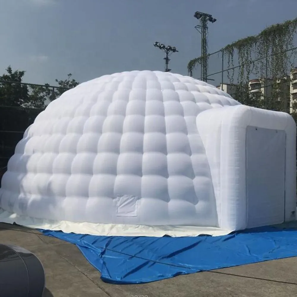 wholesale 8mD (26ft) With blower Popular oxford cloth white inflatable igloo dome tent with blower for service equipment