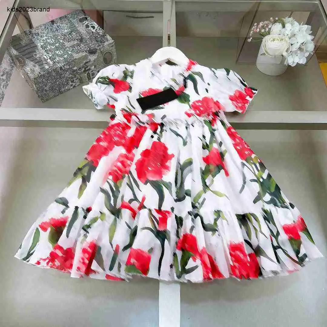 Nya designer barnkläder flickor klänningar baby kjol spets prinsess klänning storlek 90-150 cm simulerat silk bomull tyg barn frock 24mar