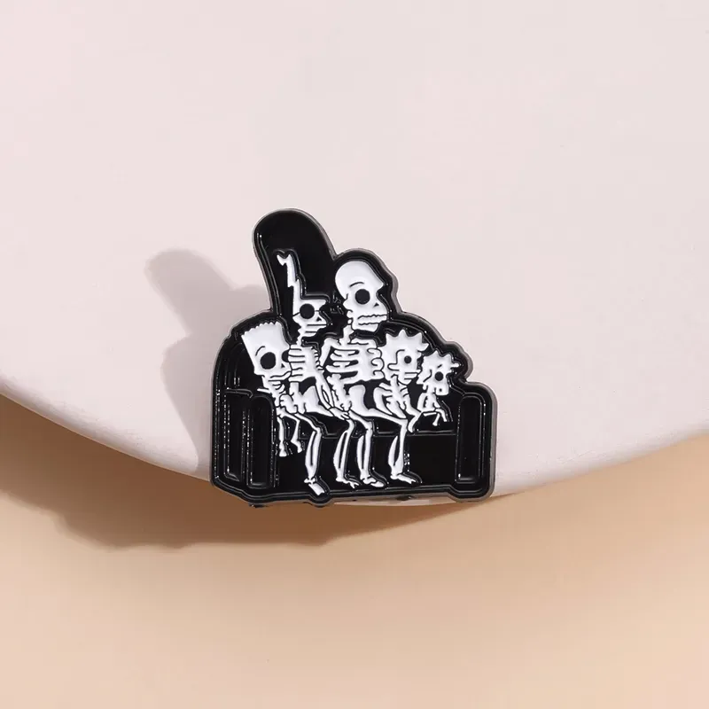 Cartoon Anime Emaille Pins Benutzerdefinierte Skelett Familie Broschen Revers Abzeichen Punk Gothic Halloween Schmuck Geschenk für Freunde 11 LL
