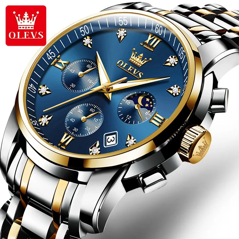Olevs 2858 Fashion Top Watches Watches عالية الجودة للرجال رجال أزياء الأعمال الكوارتز Wristwatch المقاوم للصدأ الفولاذ المقاوم للصدأ المحمية المحمية