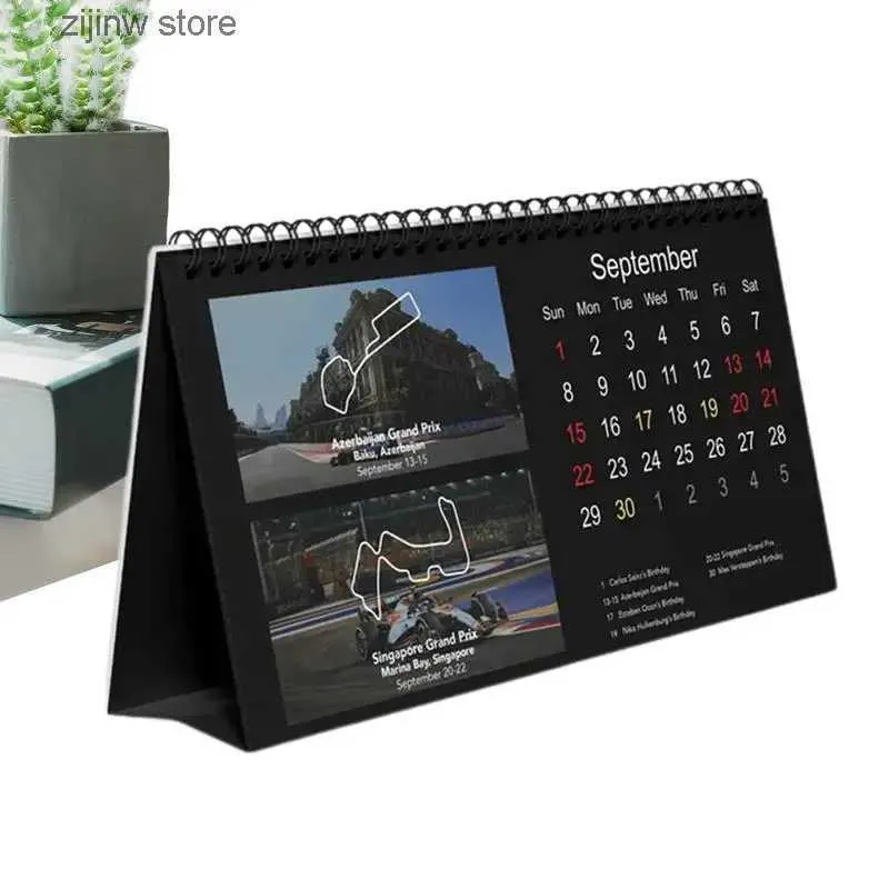 Kalendarz F1 Racing Desktop Calendar 2024 F1 Kalendarz pulpitu podwójny wiązanie linii dla łatwego planowania kalendarza motywu wyścigowego Y240322