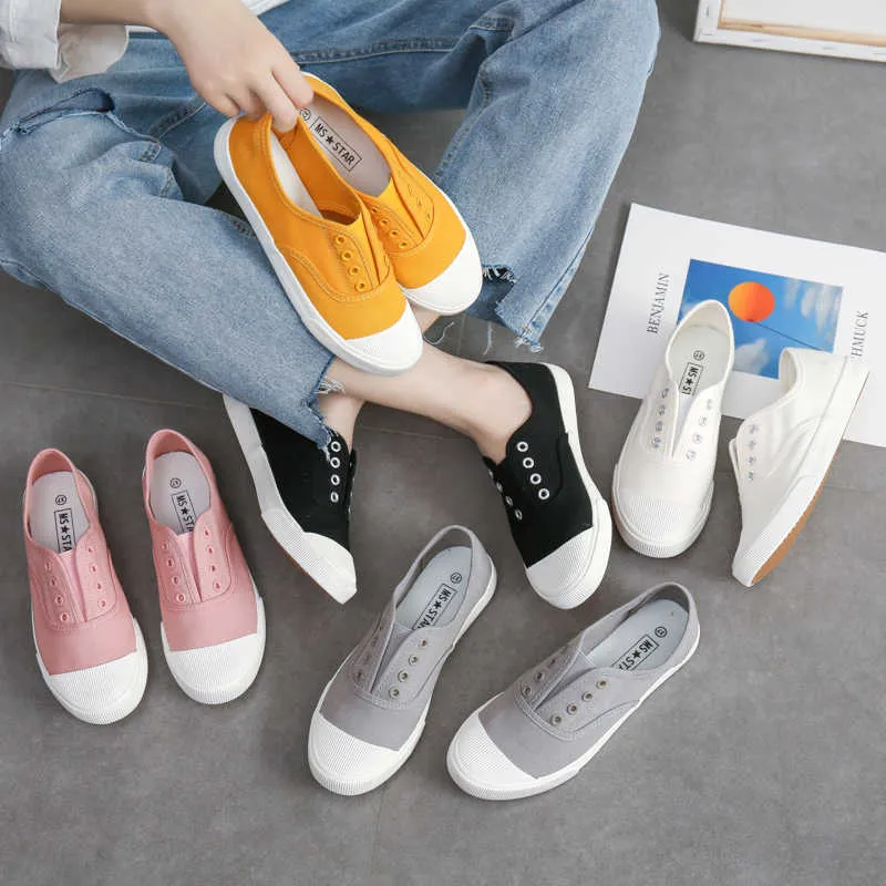 HBP Non-Brand Günstige Slip-on vulkanisiertes Canvas mit niedrigem MOQ, trendige Freizeitschuhe, modische Canvas-Schuhe für Damen