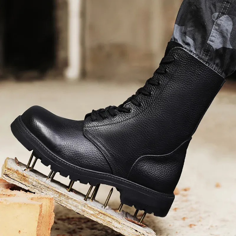 boots Combat Boots Leather Fashion Breathable Wild Highend Outdoor Leather Boots Men Boot Nonslip Boot Leather Temperament Men Boot