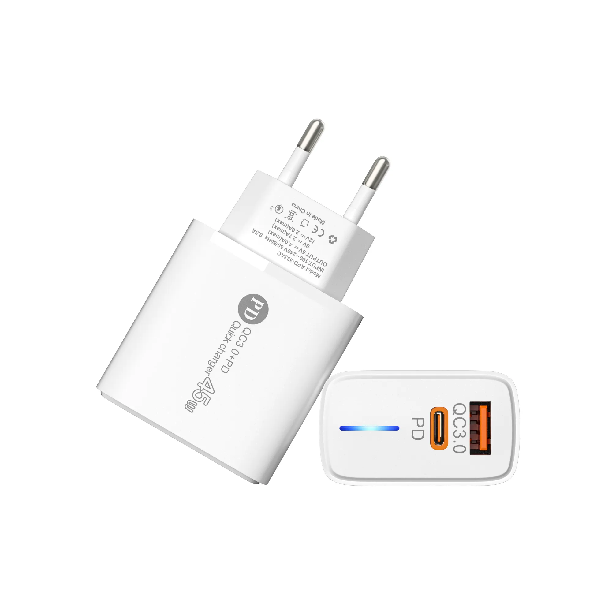 Зарядное устройство USB + PD, 45 Вт, быстрое зарядное устройство 3,0 для iPhone 15, Samsung, Xiaomi, Huawei, адаптер для мобильного телефона типа C, быстрое настенное зарядное устройство, зарядка