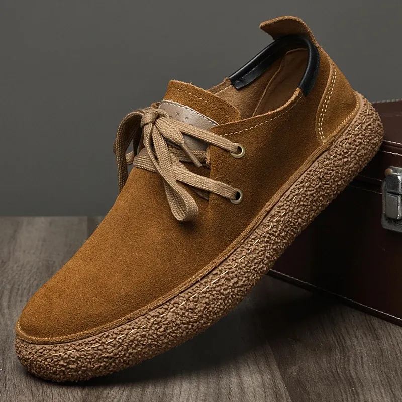 Skor Nya nubuck läder Löst passande casual skor Bekväm mjuk botten oxford skor hög kvalitet äkta läder utomhus sneakers