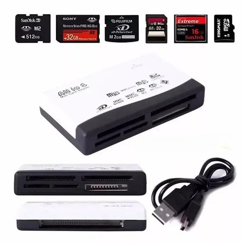 2024 All In One Card Reader USB 2.0 SD Card Reader Adapter Support TF CF SD Mini SD SDHC MMC MS XD