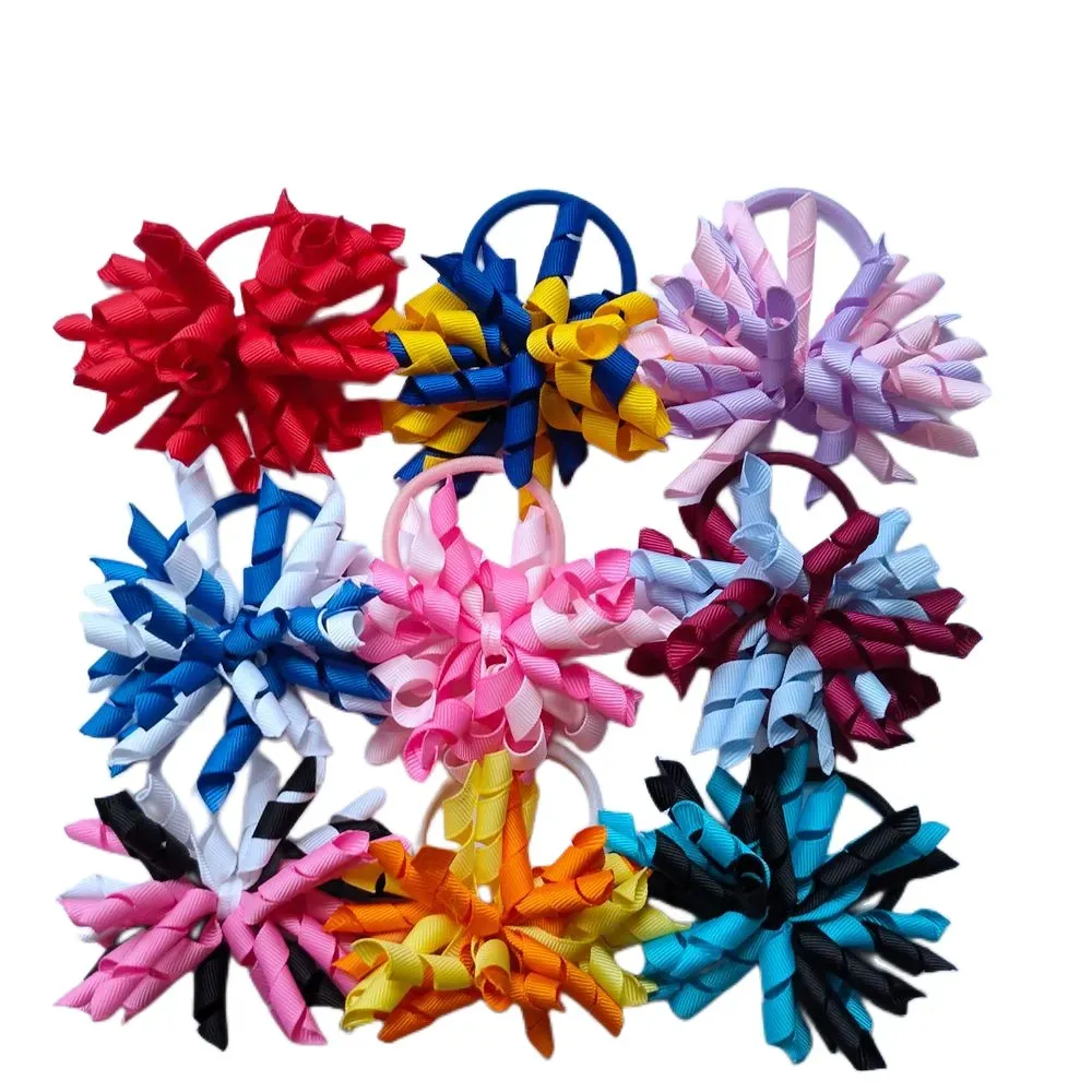 Girl Elastic Hair Bands Corker Tassel Ponytail Holders Korker Plain Curly Ribbons Flower Bows Clips Ties Bobbles Accessory PD006 ZZ