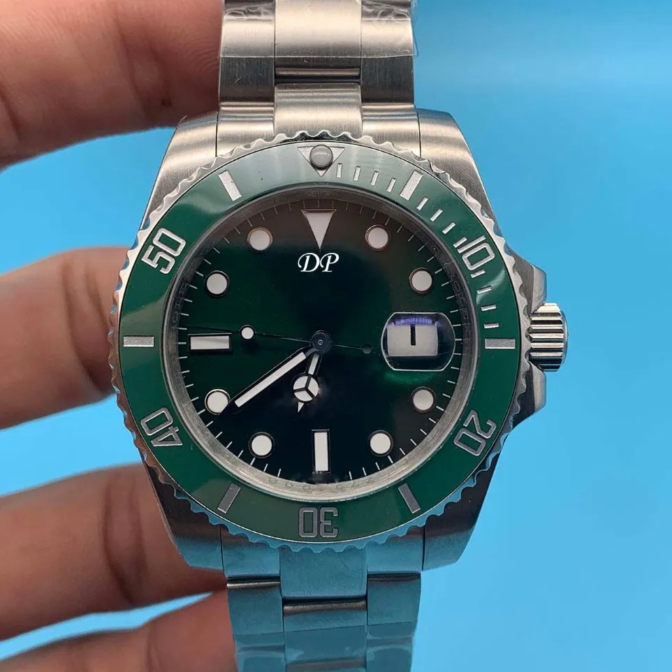 DP Fabriek Klassieke Groene Wijzerplaat Horloge 40mm Roestvrij Staal Mode Groene Bezel Heren Horloges Mannelijke Mechanische Automatische Horloge Gif301L