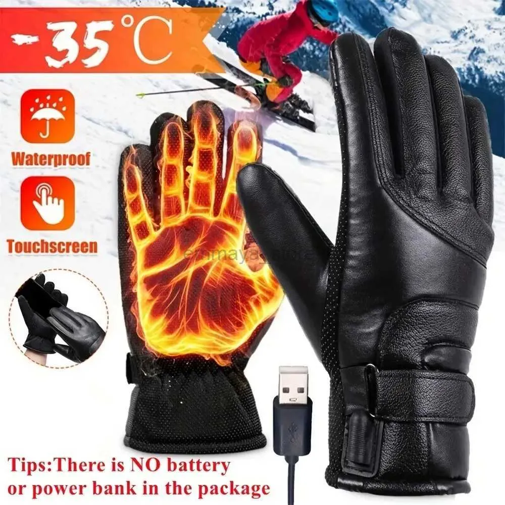 Cycling Gloves Electric Heating Gloves Charging USB Hand Warmer Electric Heating Gloves Winter Motorcycle Hot Touch Screen Bicycle Gloves Water 240322