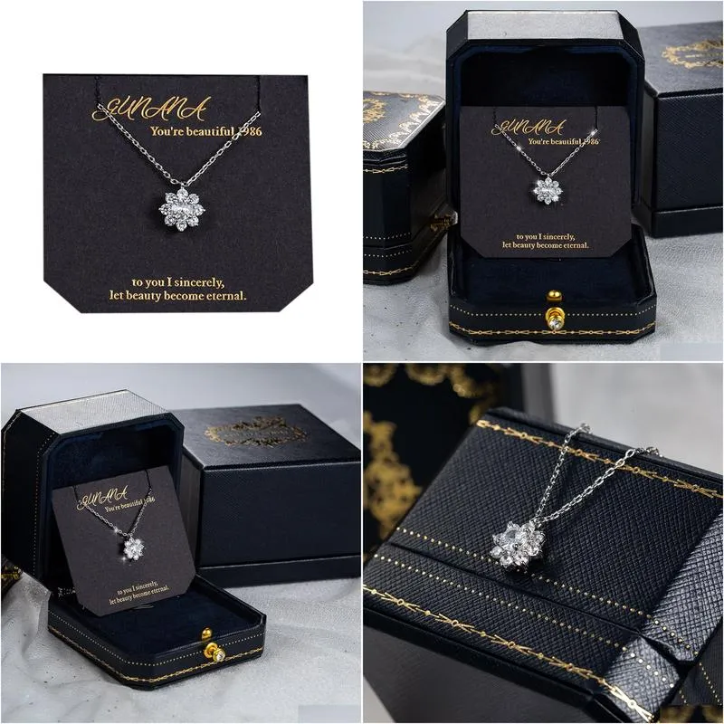 Pendant Necklaces Snow Flowers Necklace Zircon Love Valentines Dainty Laye Jewery For Women Drop Delivery Jewelry Pendants Dhdql