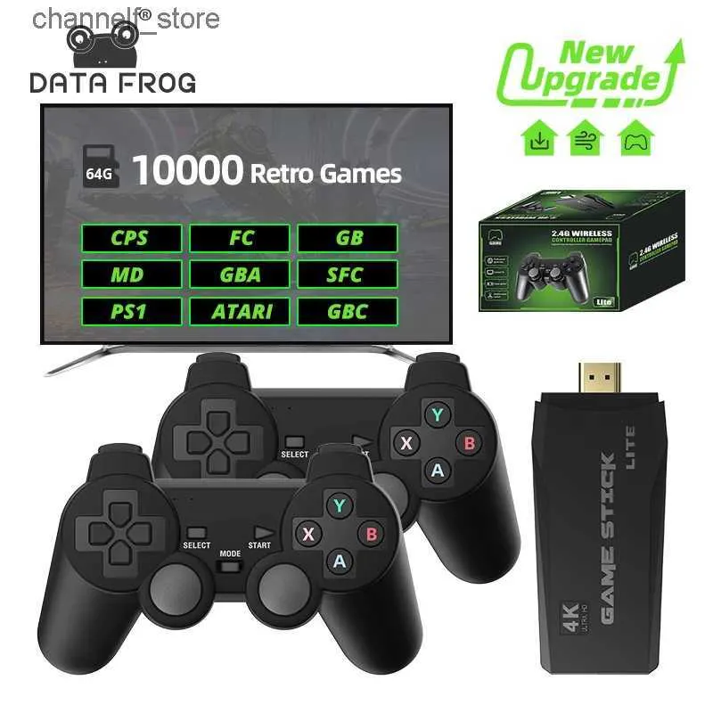 Contrôleurs de jeu Joysticks DATA FROG Console de jeu vidéo rétro 2.4G Console sans fil Game Stick 4k 10000 jeux Jeu vidéo portable Console de jeu Dendy pour tvY240322