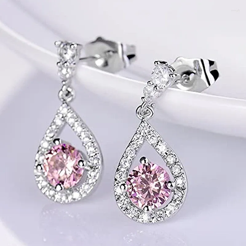 Dangle Oorbellen DODO Roze Crystal Drop Voor Vrouwen Zilver Kleur Bruidsmode-sieraden Party Accessoires Vrouwelijke Dagelijkse Slijtage