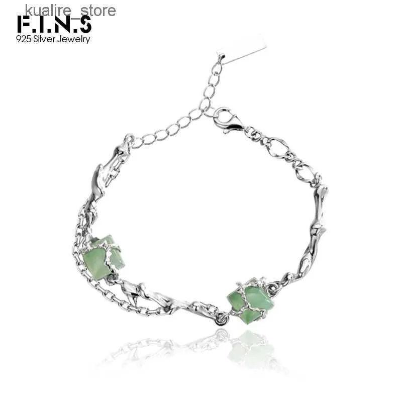 Charmarmband f.i.n.s original Ny kinesisk oregelbunden bambuskedjed Charms Green Aventurine Jade Hand Fine ädelstenar handledsmycken smycken L240322