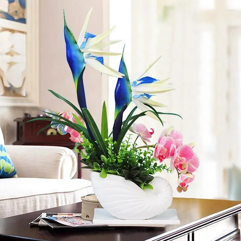 Wazony nowoczesne ceramiczne wazon fałszywe ozdoby kwiatowe fengshui domowe stół do salonu figurki dekoracja biurowa biurka