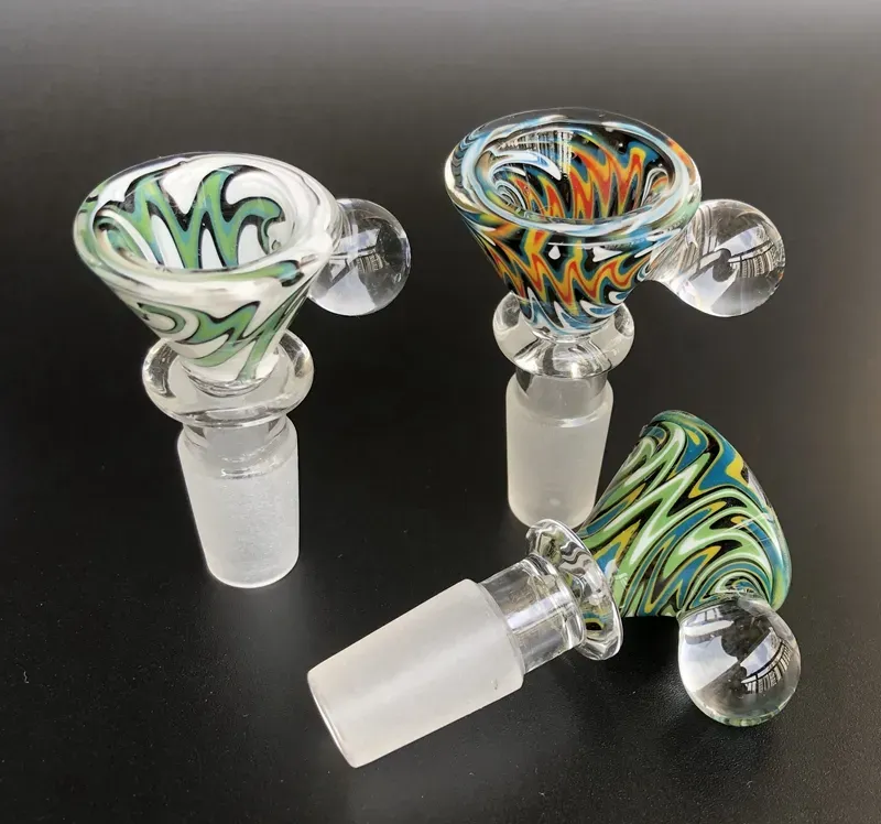 Heady Colored Glass Smoking Bowl US Color Glass Slides Bowl 14mm 18mm Male Bowl for Dab Rig Glass Bubbler and Ash Catcher Bong Bowls