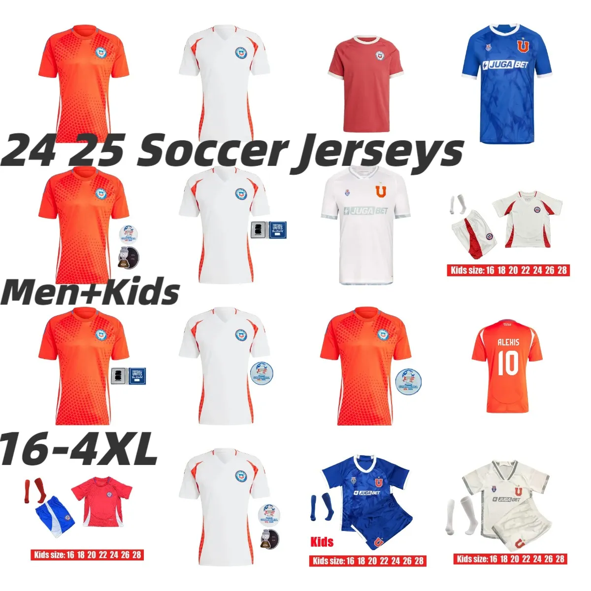 2024 2025 Universidad de Chile Soccer Jersey Assadi 24 25 Guerrero Díaz Fernández Vidal Alexis Medel Valddes Mendez Aravena Hombres Kids Suazo Brereton Camisa de fútbol 4XL